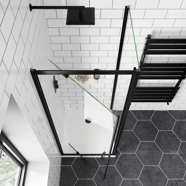 London Matt Black 6mm Pivot Shower Enclosure 760x760mm