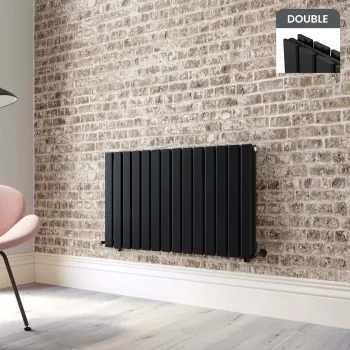 Faro Matt Black Double Flat Panel Horizontal Radiator 600x980mm