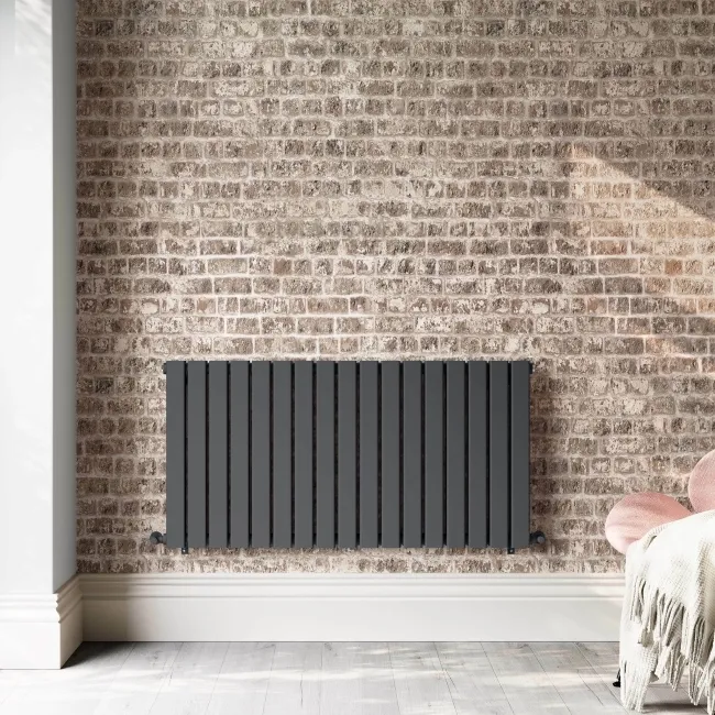 Faro Anthracite Double Flat Panel Horizontal Radiator 600x1190mm