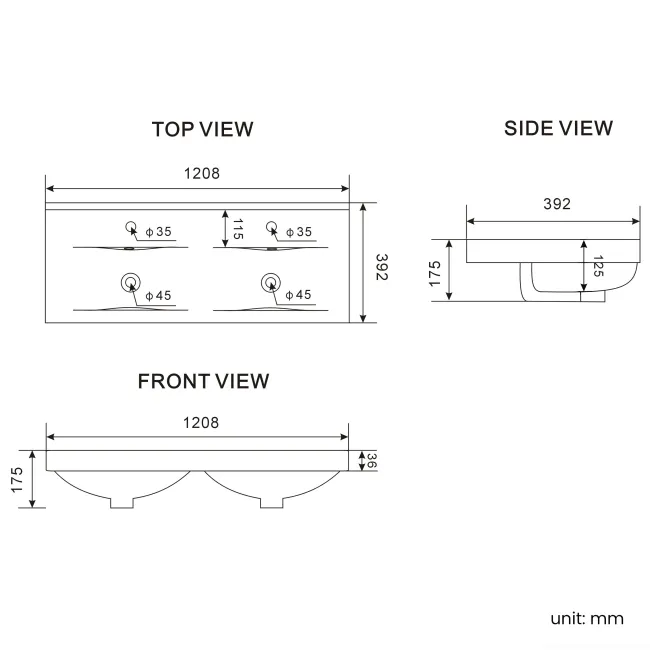 Bermuda Dove Grey Double Basin Vanity 1200mm