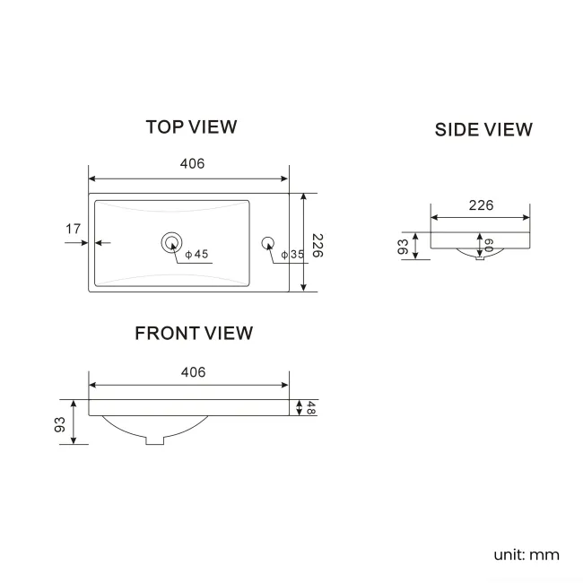 Bermuda Chalk White Cloakroom Basin Vanity 400mm