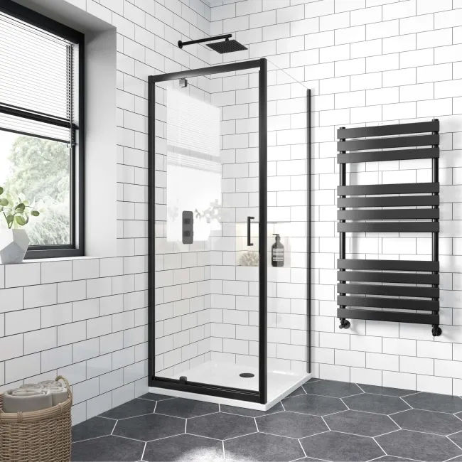 London Matt Black 6mm Pivot Shower Enclosure 760x760mm