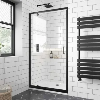 London Matt Black 6mm Pivot Shower Door 1000mm