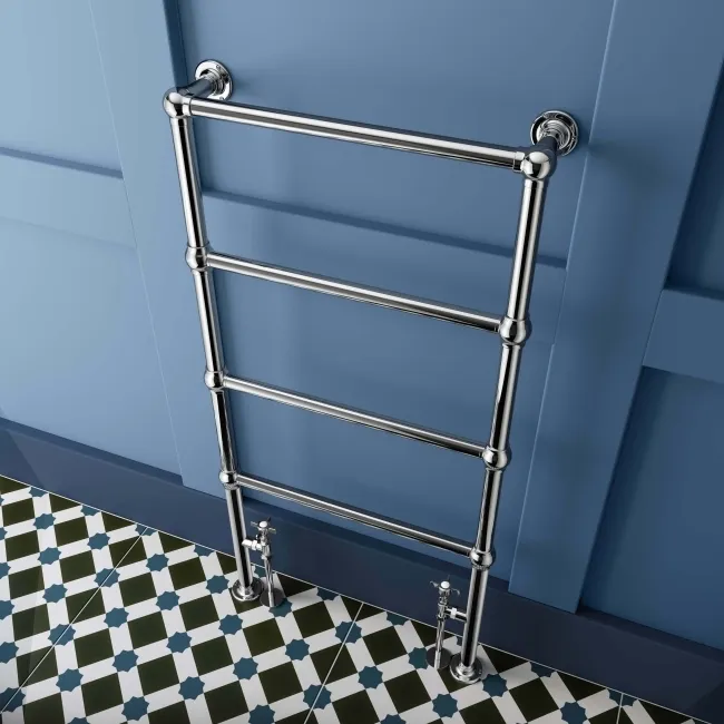 Gibraltar Floor Standing Traditional Chrome Heated Towel Rail 1200x600mm