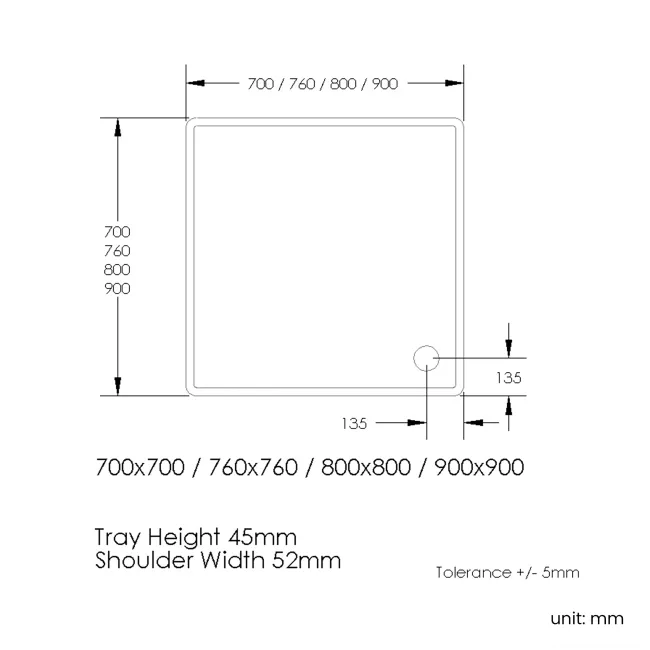 London Square Stone Shower Tray 800x800mm