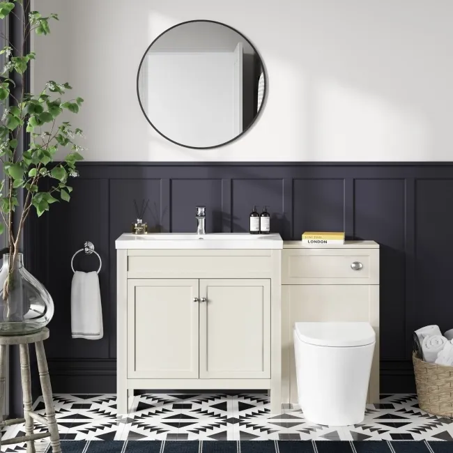 Bermuda Chalk White Combination Vanity Basin and Boston Toilet 1300mm