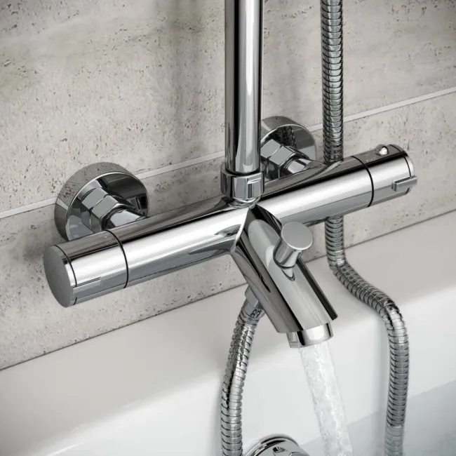 Ballina Round Chrome Thermostatic Bath Filler Shower Set