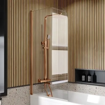 Linz Easy Clean 6mm Brushed Copper Bath Screen - 800mm