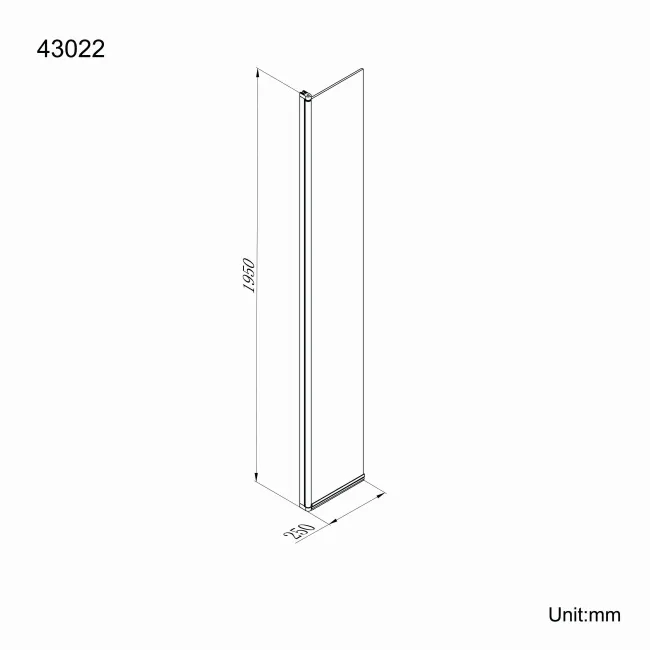 Copenhagen Easy Clean 8mm Pivotal Wet Room Shower Glass Return Panel 250mm