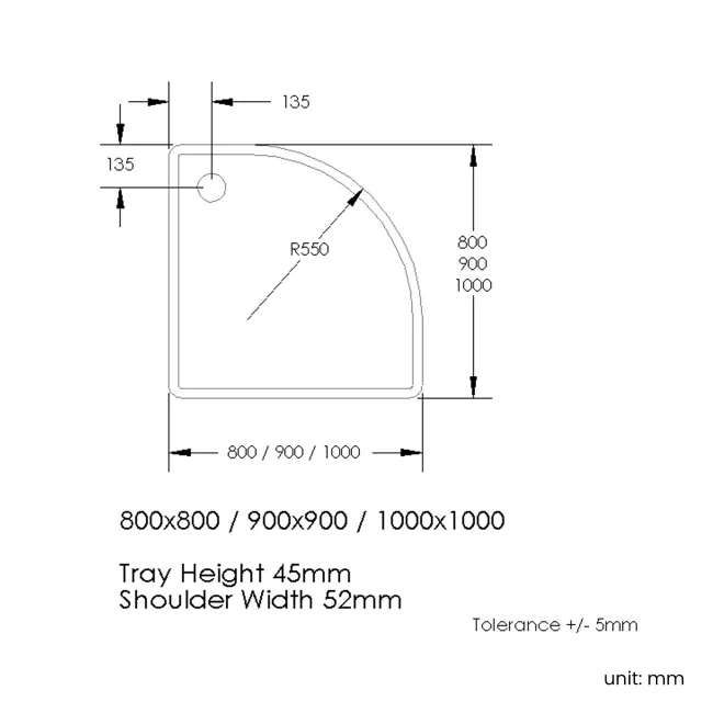 London Quadrant Stone Shower Tray 900x900mm