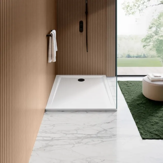 Sydney Low Profile Rectangular Gloss White Stone Shower Tray 1200x800mm