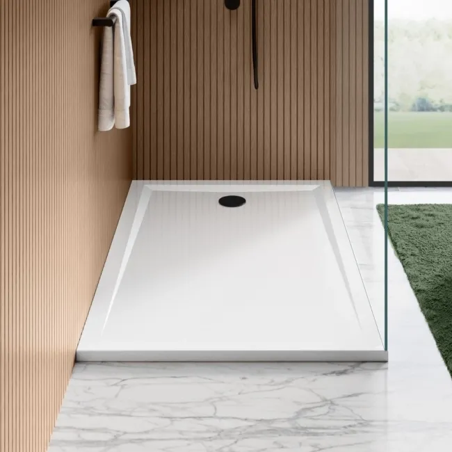 Sydney Low Profile Rectangular Gloss White Stone Shower Tray 1400x900mm