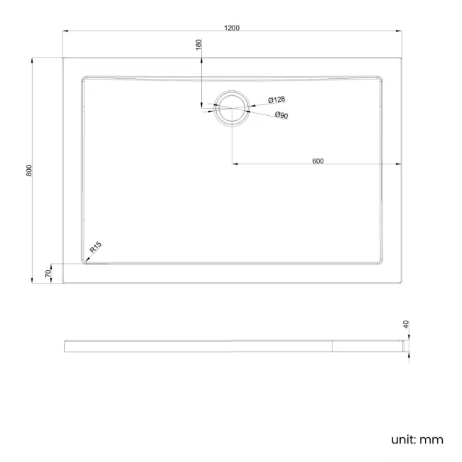 Cairo Rectangular SMC Composite Shower Tray 1200x800mm