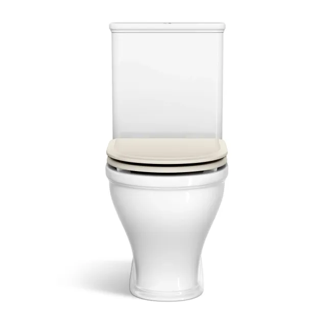 Kansas Traditional Rimless Close Coupled Toilet With Chalk White Wooden Seat