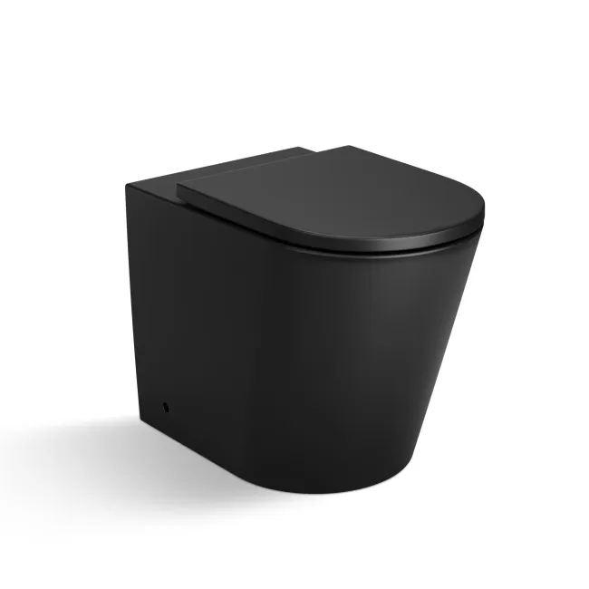 Loma Matt Black Rimless Back To Wall Toilet With Premium Soft Close Seat