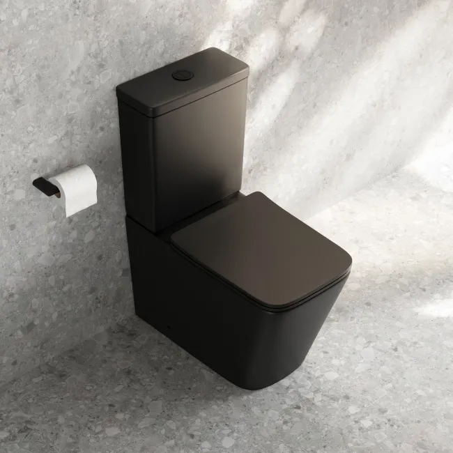 Kent Matt Black Rimless Close Coupled Toilet With Premium Soft Close Slim Seat