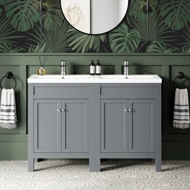 Bermuda Dove Grey Double Basin Vanity 1200mm