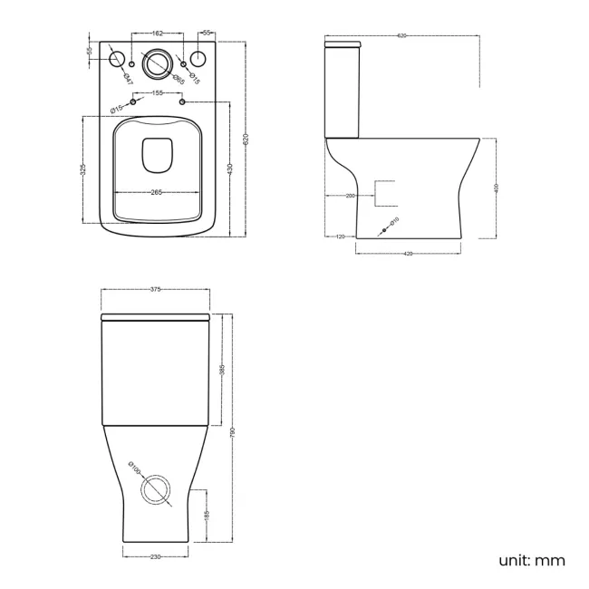 Boise Rimless Close Coupled Toilet With Soft Close Seat