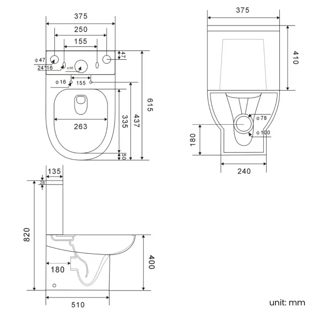 Aruba Rimless Close Coupled Toilet With Slim Soft Close Seat