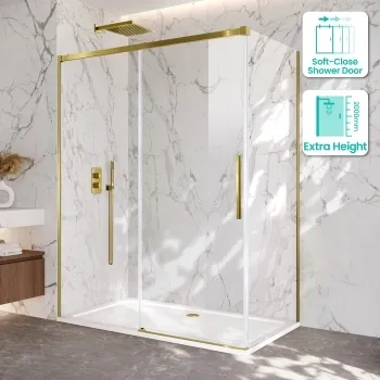 Lisbon Brushed Brass 8mm Sliding Shower Enclosure 1500x800mm
