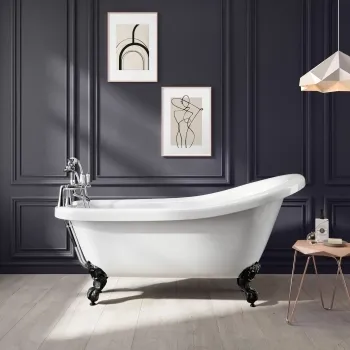 Highbury 1550mm Roll Top Slipper Bath - Black Ball Feet