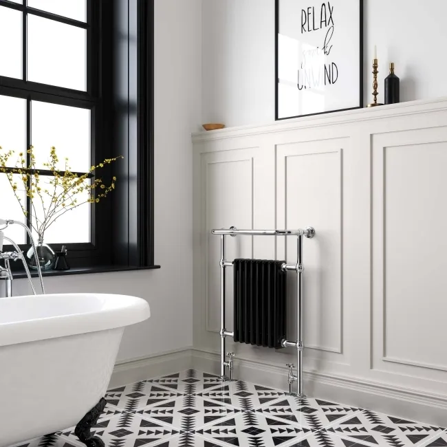 Black Traditional 8 Column Towel Radiator