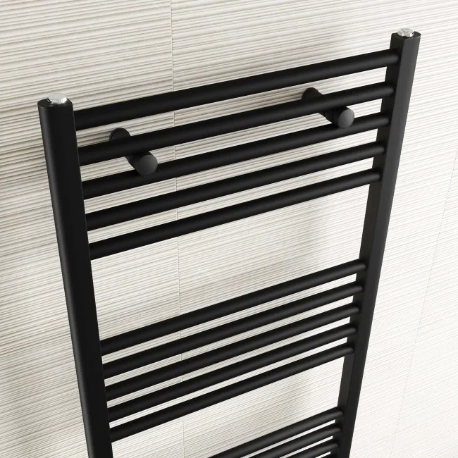 Naples Premium Matt Black Straight Heated Towel Rail 1600x600mm
