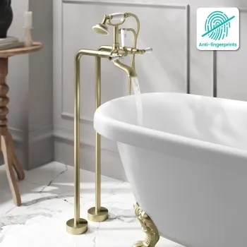 Beauly Brushed Brass Freestanding Bath Shower Mixer Tap