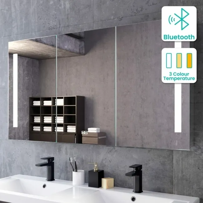 Emielia Illuminated LED Mirror Cabinet With BLUETOOTH Speaker 650x1200mm