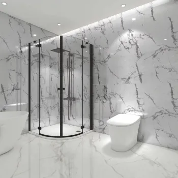 Trepanel Aqua Luxe® Calacatta Marble Effect Satin Embossed SPC Wall Panel 4 Pack (Covers 2.80 SQM)