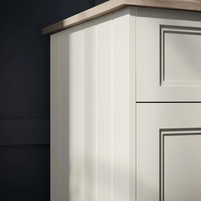 Lucia Chalk White Vanity With Oak Effect Top & Round Counter Top Basin 640mm