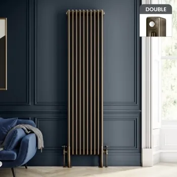 Athens Antique Gold Double Column Vertical Traditional Radiator 1800x470mm