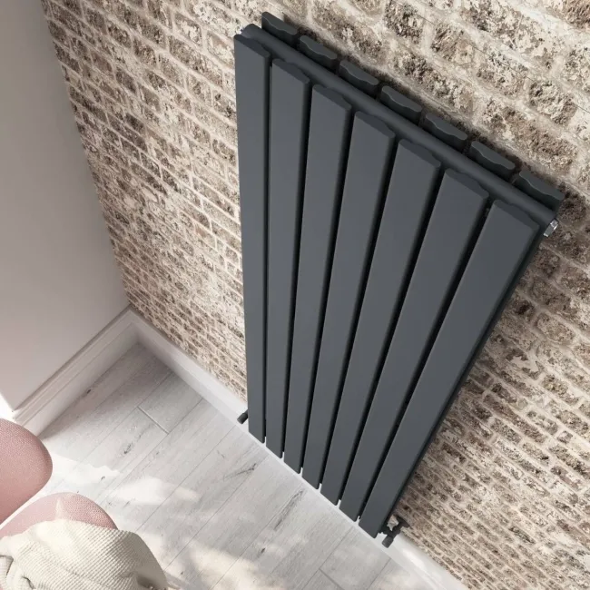 Faro Anthracite Double Flat Panel Vertical Radiator 1800x490mm