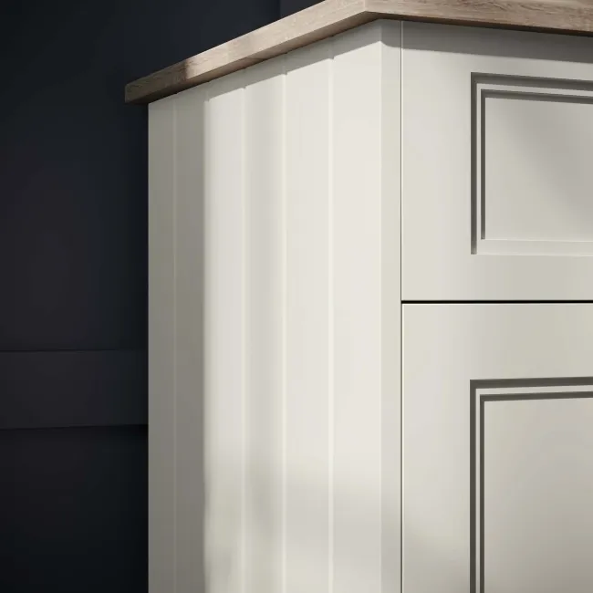 Lucia Chalk White Double Vanity With Oak Effect Top & Round Counter Top Basin 1200mm