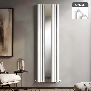 Marseille White Single Vertical Mirror Radiator 1800x500mm