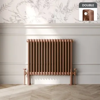 Athens Antique Copper Double Column Horizontal Traditional Radiator 600x785mm