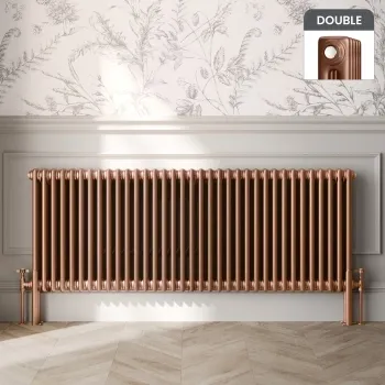 Athens Antique Copper Double Column Horizontal Traditional Radiator 600x1595mm