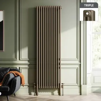 Athens Antique Gold Triple Column Vertical Traditional Radiator 1800x560mm