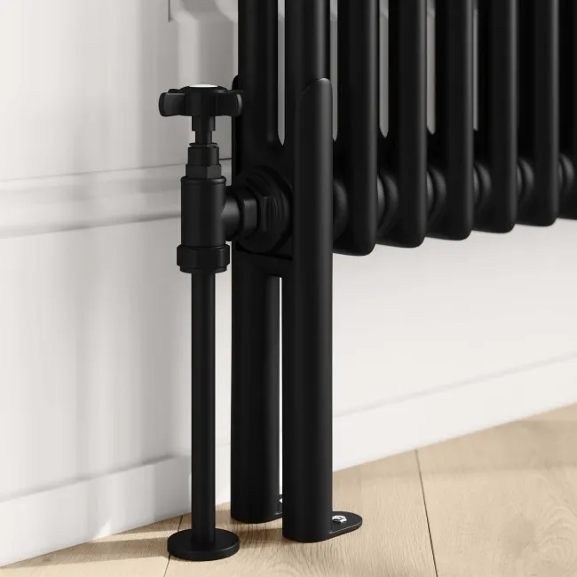 Athens Matt Black Double Column Vertical Traditional Radiator 1800x470mm
