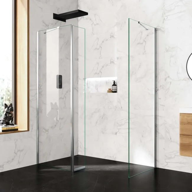 Copenhagen Easy Clean 8mm Pivotal Wet Room Shower Glass Return Panel 250mm