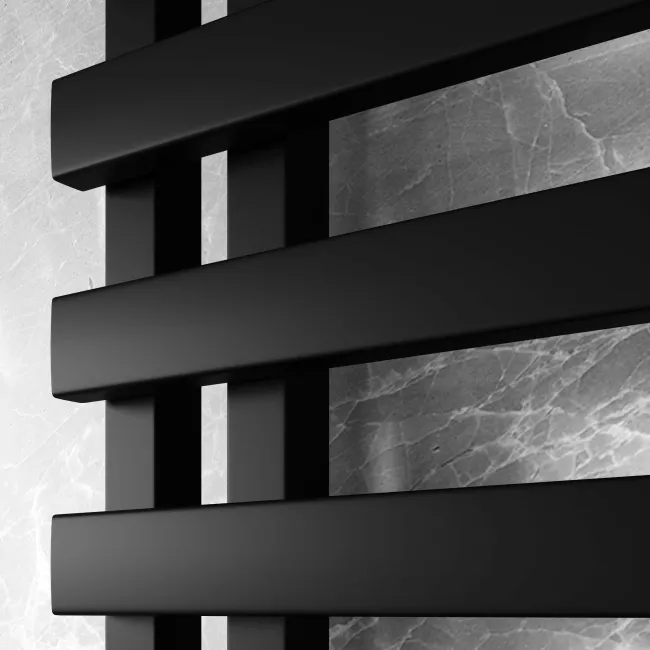 Palermo Matt Black Designer Heated Towel Rail 1600x600mm