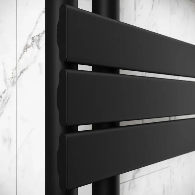 Seville Electric Matt Black Designer Flat Panel Heated Towel Rail 800x600mm