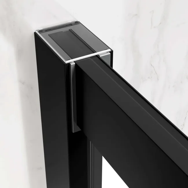 Hamburg Matt Black Easy Clean 8mm Sliding Shower Enclosure 1200x800mm - Easy Fix