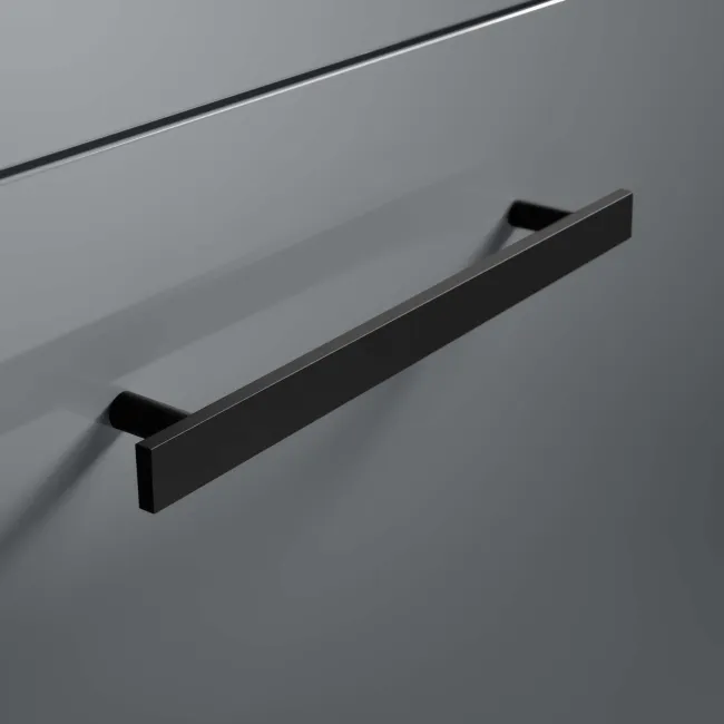 Avon Stone Grey Basin Drawer Vanity 600mm - Black Accents