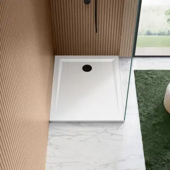 Sydney Low Profile Rectangular Gloss White Stone Shower Tray 1000x800mm