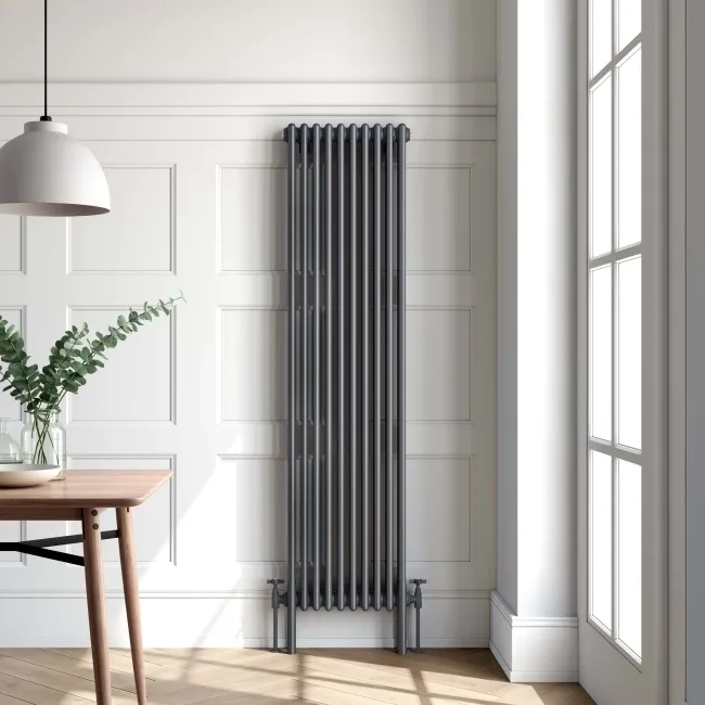 Athens Anthracite Triple Column Vertical Traditional Radiator 1800x470mm