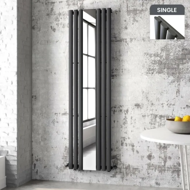 Marseille Anthracite Single Vertical Mirror Radiator 1800x500mm