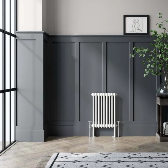 Athens White Double Column Horizontal Traditional Radiator 600x425mm