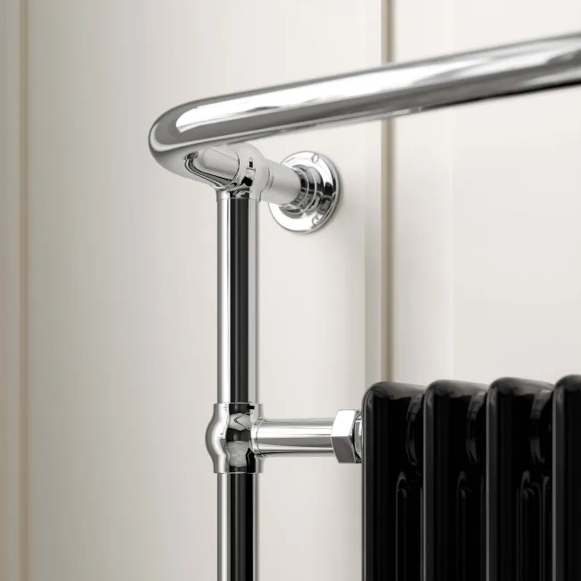 Gibraltar Large Black Traditional Heated Towel Radiator (With Overhanging Rail)