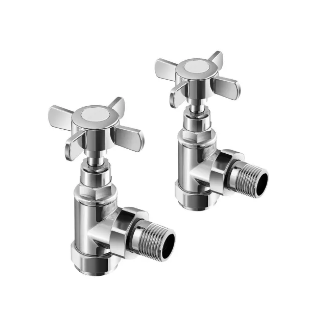 Chrome Angled Traditional Manual Radiator Valves (Pair) Standard 15mm